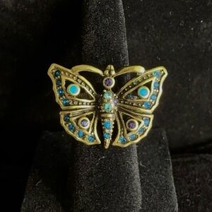 Heidi Daus Gold Butterfly Ring with Blue and Purple Accents